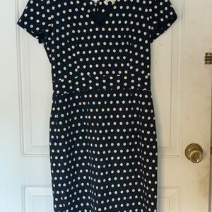 Banana Republic Navy and White Polka Dot Midi Dress